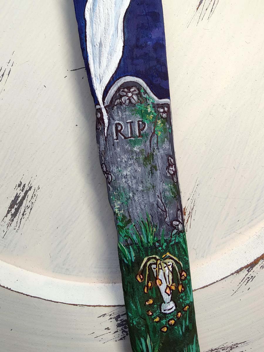 Everlasting Bouquet GHOST Painted Driftwood Ornament