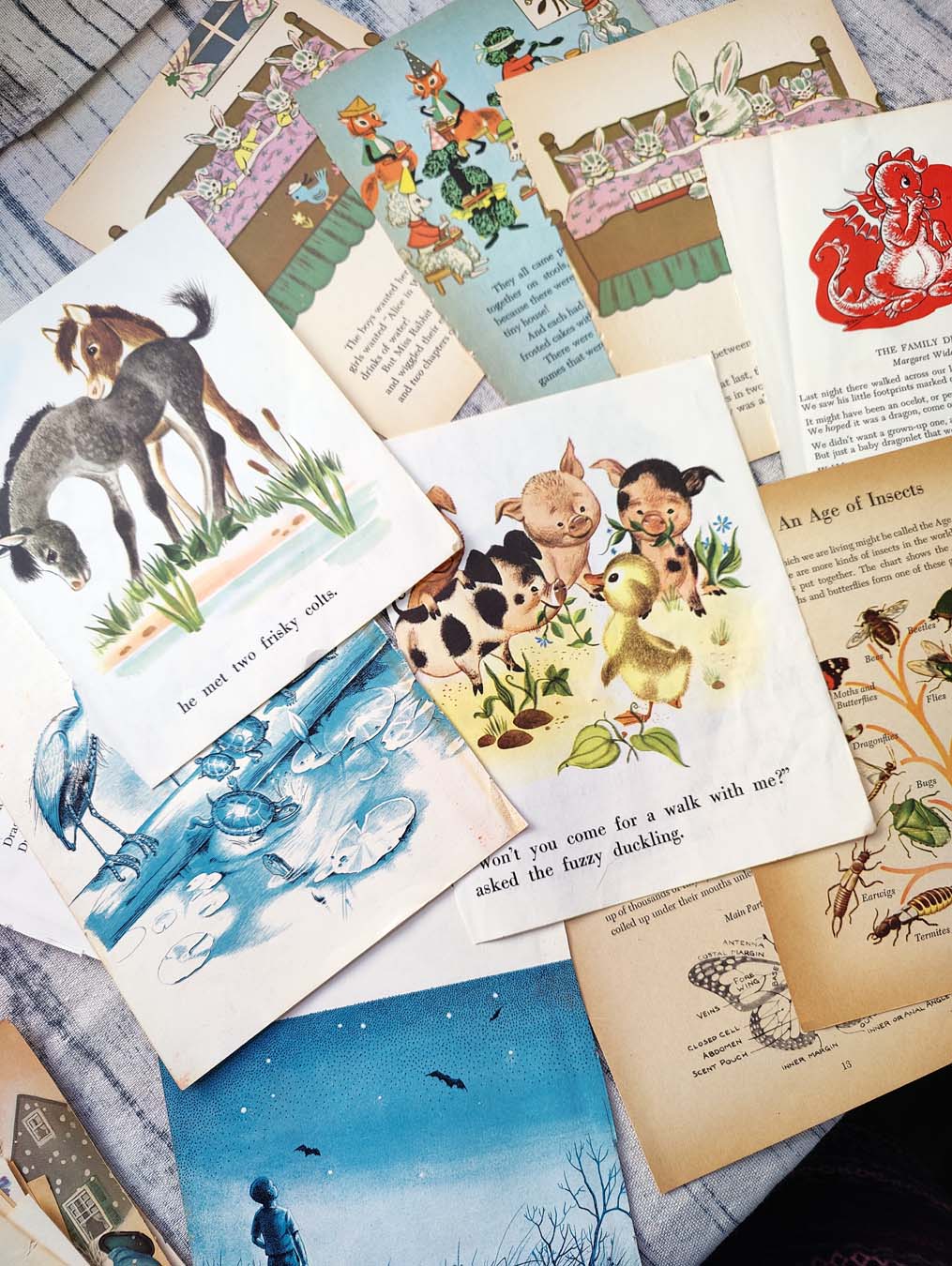 Vintage Children's BOOK PAGE ASSORTMENT