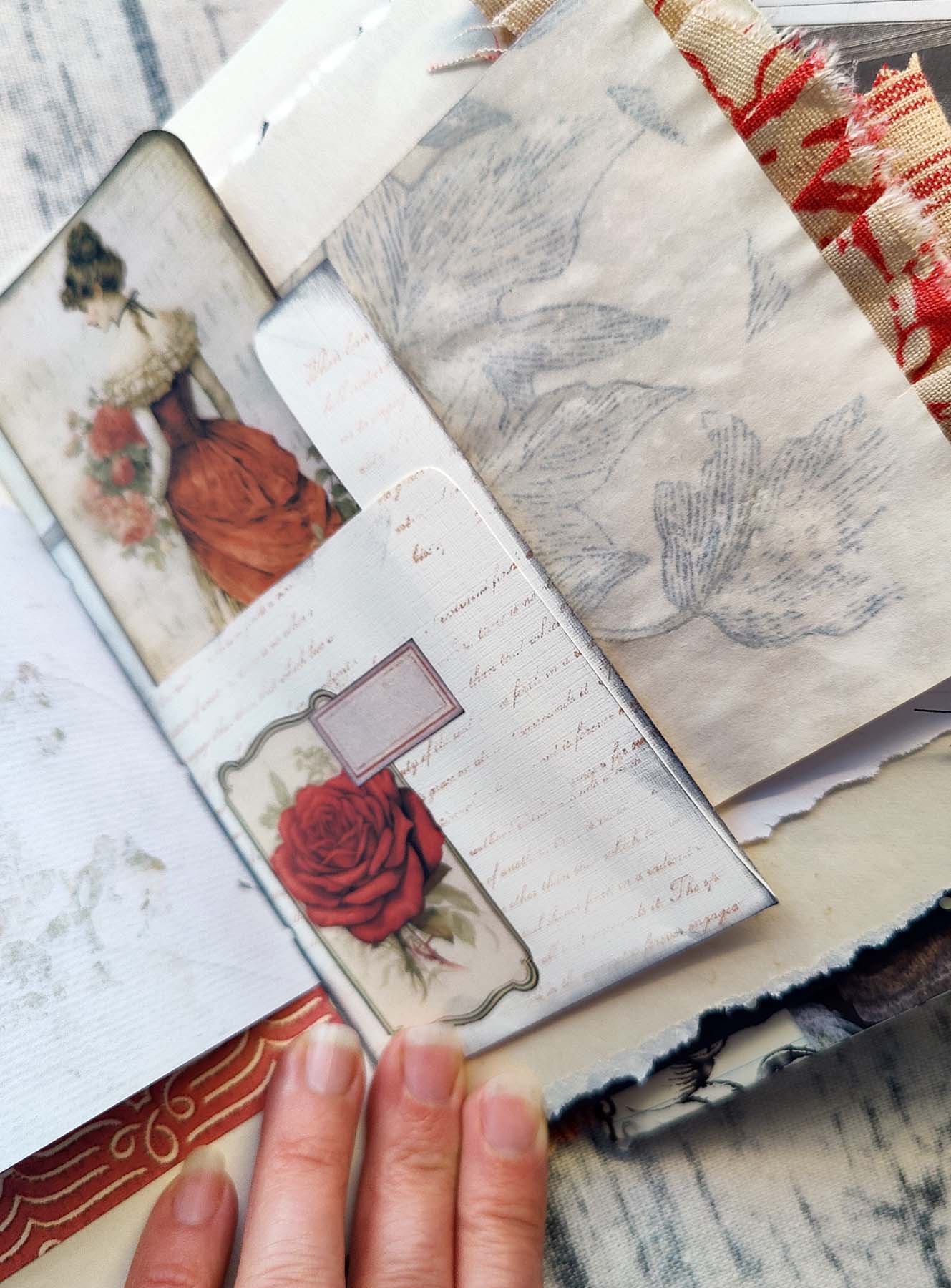 Victorian Red MINI JOURNAL Handmade Memory Keeper READY TO SHIP