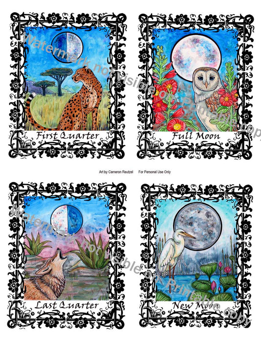 FREE Digtal Moon Phase Cards PRINT AT HOME