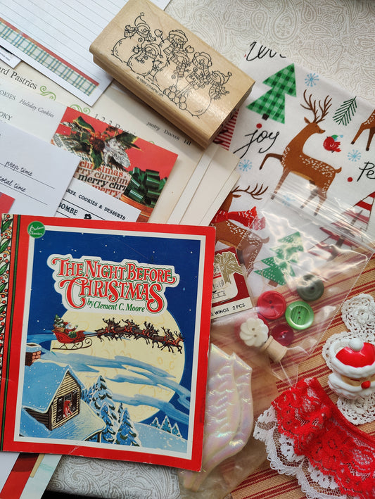 NIGHT BEFORE CHRISTMAS Holiday Paper Crafting Kit, Xmas Ephemera, Winter Season Craft Packs, Christmas Journaling