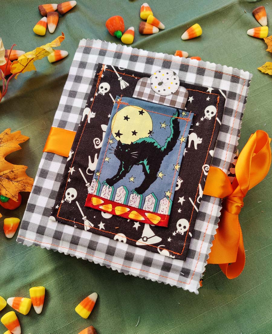 BLACK CAT Halloween MINI JOURNAL Handmade Memory Keeper