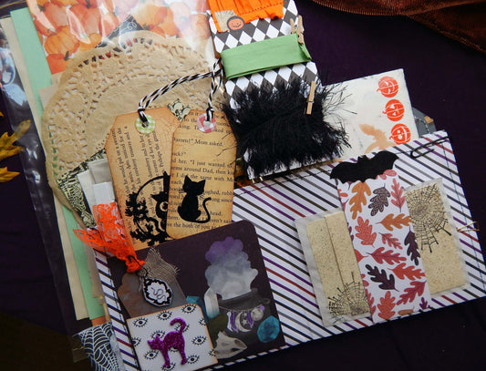 FALLING LEAVES, Halloween LOADED POCKET Paper Crafting Kit, Journal Supplies