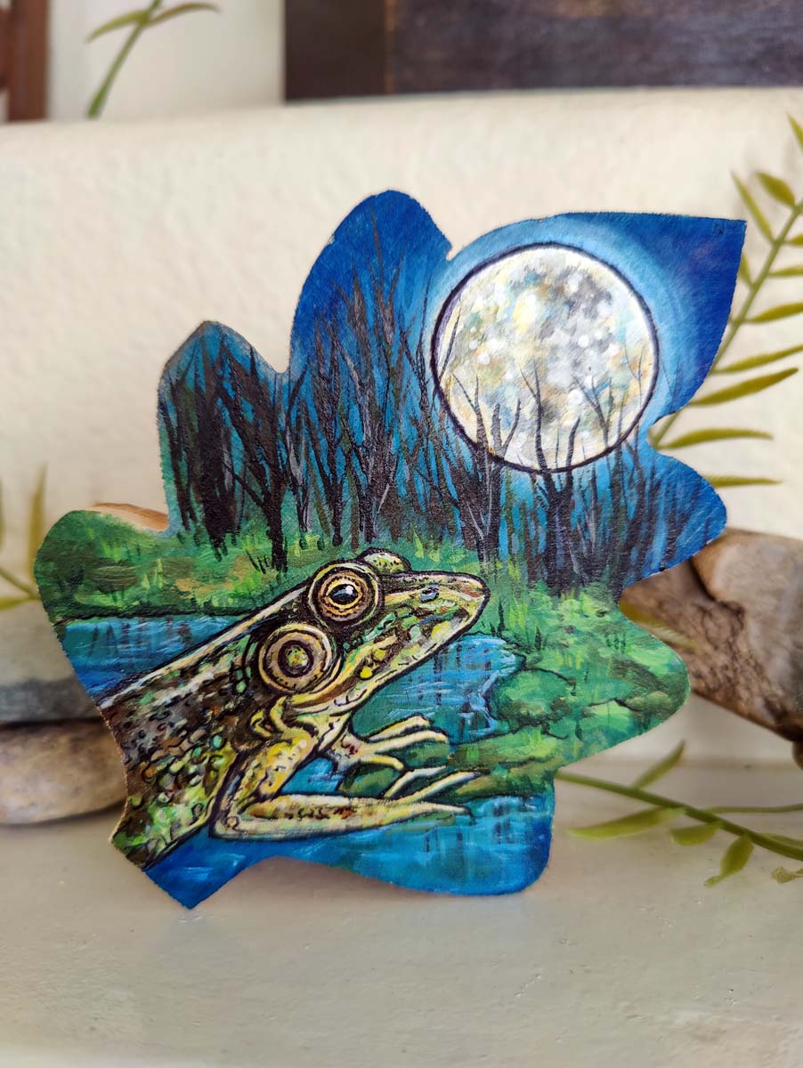 FROG by Moonlight Wood Leaf Art