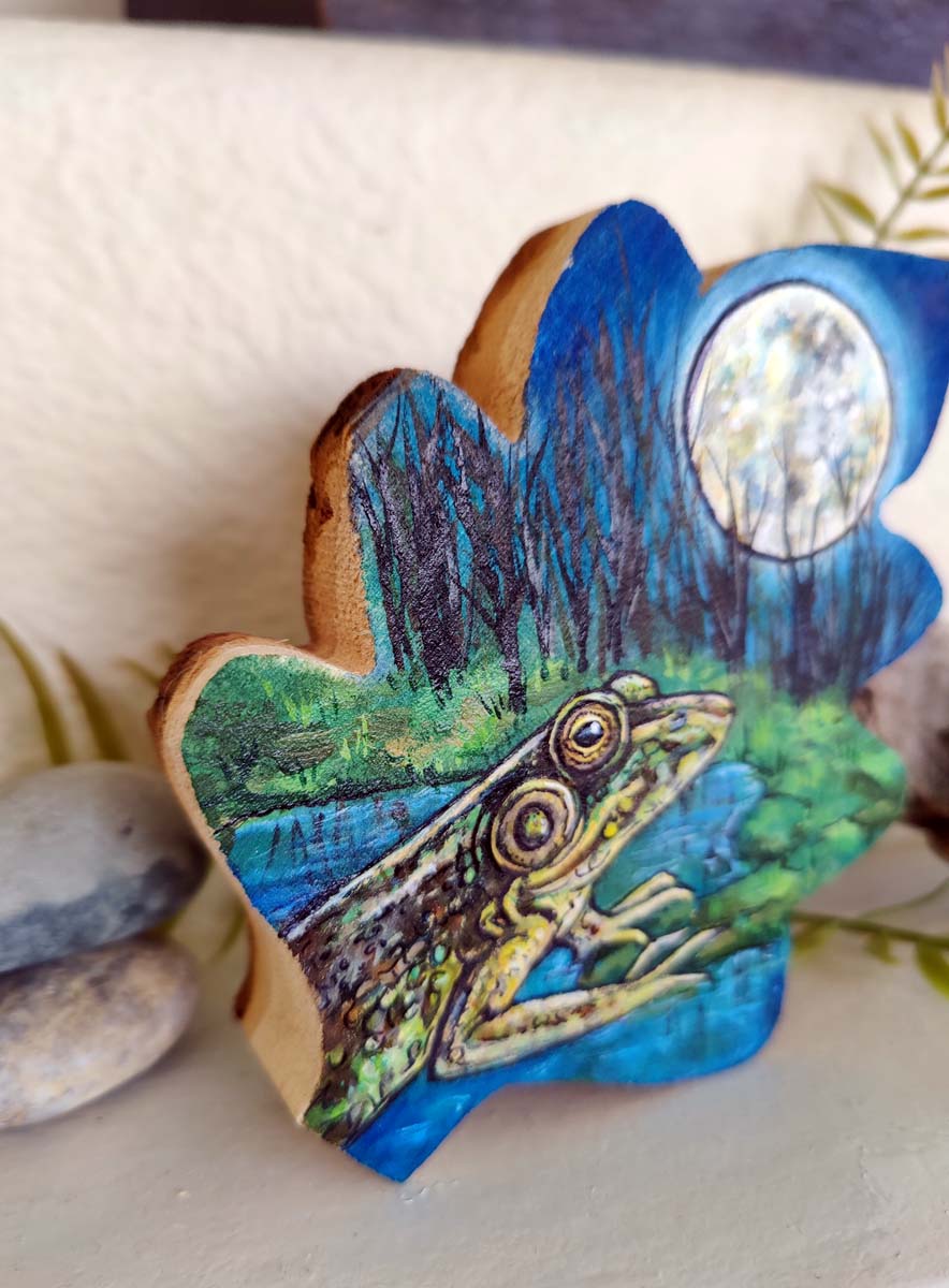 FROG by Moonlight Wood Leaf Art