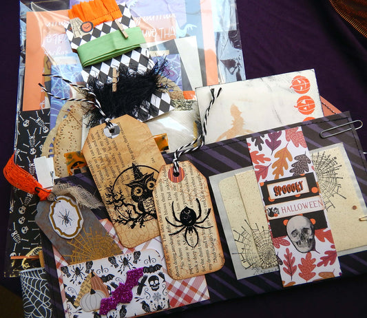 PURPLE BAT, Halloween LOADED POCKET Paper Crafting Kit, Spooky Journal Supplies