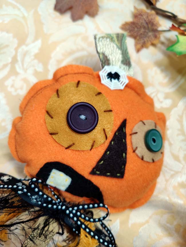 Folksy Felt JACK-O-LANTERN PUMPKIN Stick Puppet Halloween Decoration