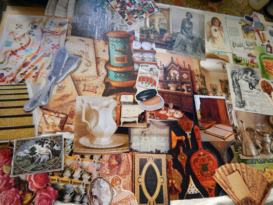 Magazine Cut Outs VINTAGE CHARM Collage Fodder VICTORIANA Images and Words