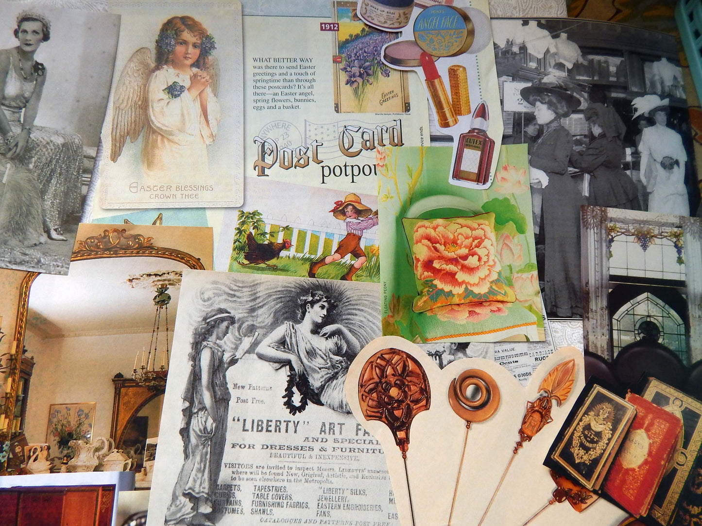 Magazine Cut Outs VINTAGE CHARM Collage Fodder VICTORIANA Images and Words